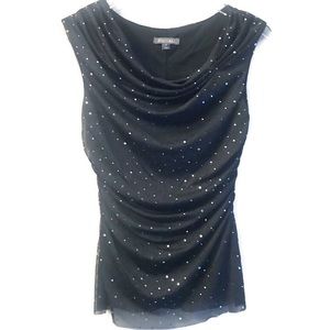 Roz & Ali Gray Sparkly Cowl Neck Blouse S